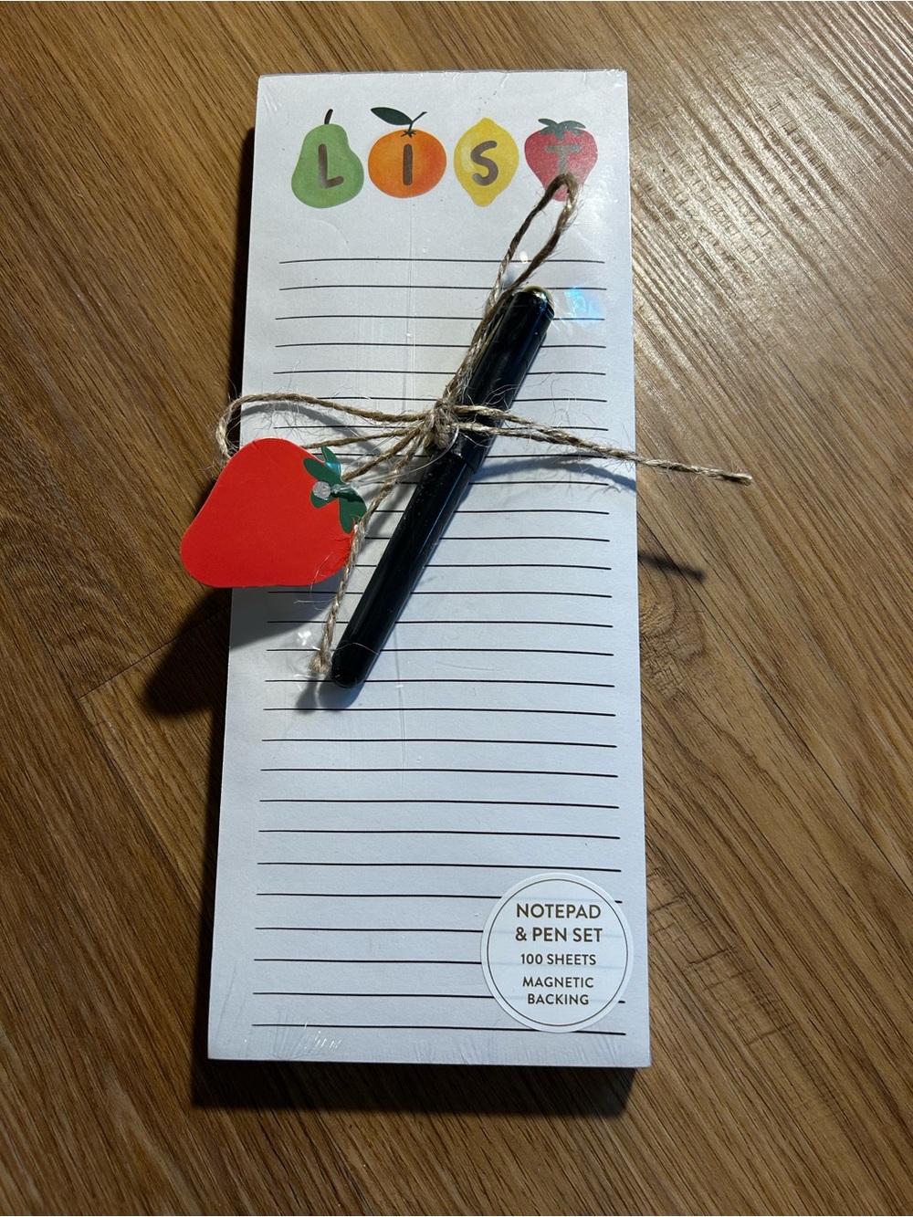 Magnetic Notepad & Pen Set - White with Fruit Accent